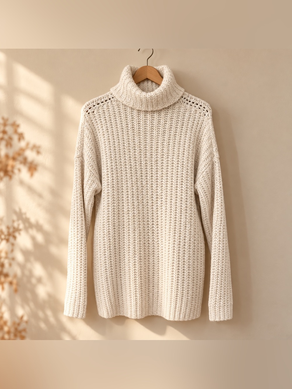 Abercrombie & Fitch Cream Chunky Knit Turtleneck Sweater M